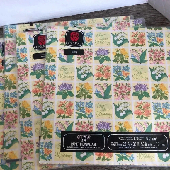 Vtg  Carlton Cards Wedding Gift Wrap - Picture 4 of 7
